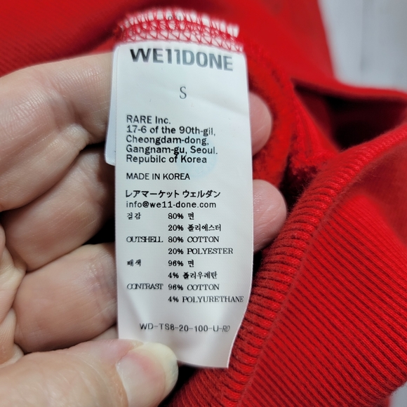 We11-Done Red Heavyweight Graphic Spellout Sweatshirt Size Small Cotton Blend. - Picture 8 of 9
